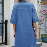 Elegant Loose-Fit V-Neck Midi Dress