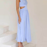 Cutout Waist Pocketed Vacation Midi Dress
