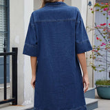 Elegant Loose-Fit V-Neck Midi Dress