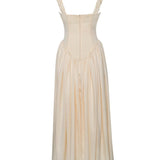 Noreen Pleated Strap Puffy Maxi Dress