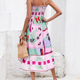 Patchwork Slip Maxi Dress: Abstract Colorful Printed