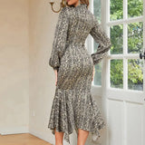 Retro Sexy Round Neck Print Dress