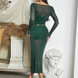 Sexy Sheer Mesh Long-Sleeve Dress