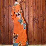 Long-Sleeve Linen Waist Dress