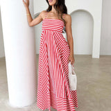 Striped Thin Strappy Midi Dress