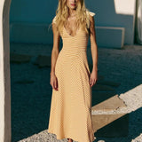 Resort Backless Tie V-neck Dress