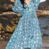 Floral Balloon Sleeve Midi Dress