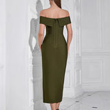 Strapless Slit Bandage Evening Dress