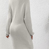 Knit Long-Sleeve V-Neck Bodycon Dress