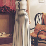 Striped Colorblock Knit Spaghetti Strap Midi Dress