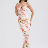 Pink Peony Satin Maxi Dress