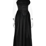 Noreen Pleated Strap Puffy Maxi Dress