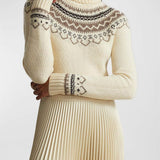 Hybrid Sweater-Pleated Turtleneck Dress