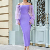 Sexy Off-Shoulder Mesh Sleeve Dress