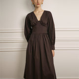 Early Spring V-Neck Waist Midi Dress