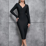 Sexy V-Neck Fringe Bandage Dress