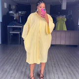 Plus Size Backless Stripe Cardigan Dress