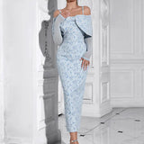 Elegant One-Shoulder Floral Mesh Dress
