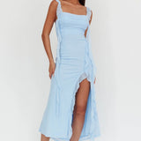 Slim Slit Sleeveless Summer Midi Dress