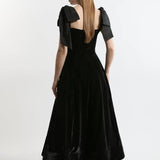 Velvet Strapless Bow Midi Dress
