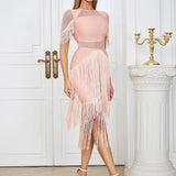 Mesh Fringe Bandage Dress