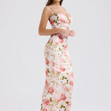 Pink Peony Satin Maxi Dress