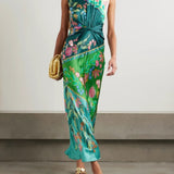 Satin Twist Printed Dress