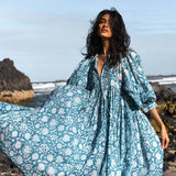 Floral Balloon Sleeve Midi Dress