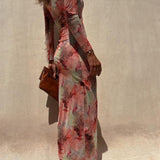 Sheer Print Bodycon Dress