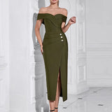 Strapless Slit Bandage Evening Dress