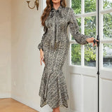 Retro Sexy Round Neck Print Dress