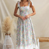 Summer New French Floral Slip Midi Dress