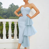 Strapless Lace Split Bandage Dress
