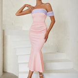Colorblock Mermaid Bandage Dress