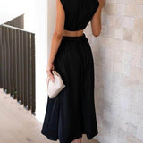 Cutout Waist Pocketed Vacation Midi Dress