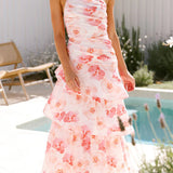 One-Shoulder Strappy Floral Print Dress