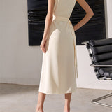 Audrey-style Belted Sheath Mini Dress
