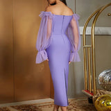 Sexy Off-Shoulder Mesh Sleeve Dress
