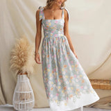 Summer New French Floral Slip Midi Dress