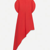 Puff Sleeves Asymmetric Midi Dress