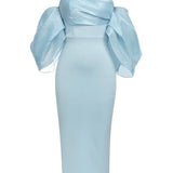 Petal Sleeve Back Slit Dress
