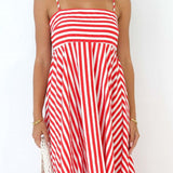 Striped Thin Strappy Midi Dress