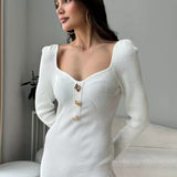 Slim Fit High-Waist Knit Sweater Dress