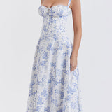 Rose Print Herringbone Slip Dress