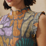 Multicolor Botanical Print Midi Dress