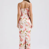 Pink Peony Satin Maxi Dress