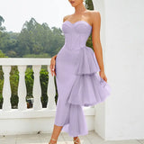 Strapless Lace Split Bandage Dress