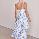 One-Shoulder Strappy Floral Print Dress