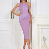 One-Shoulder Pink Asymmetrical Evening Gown