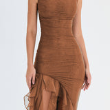 Casual Sleeveless Ruffle Midi Dress
